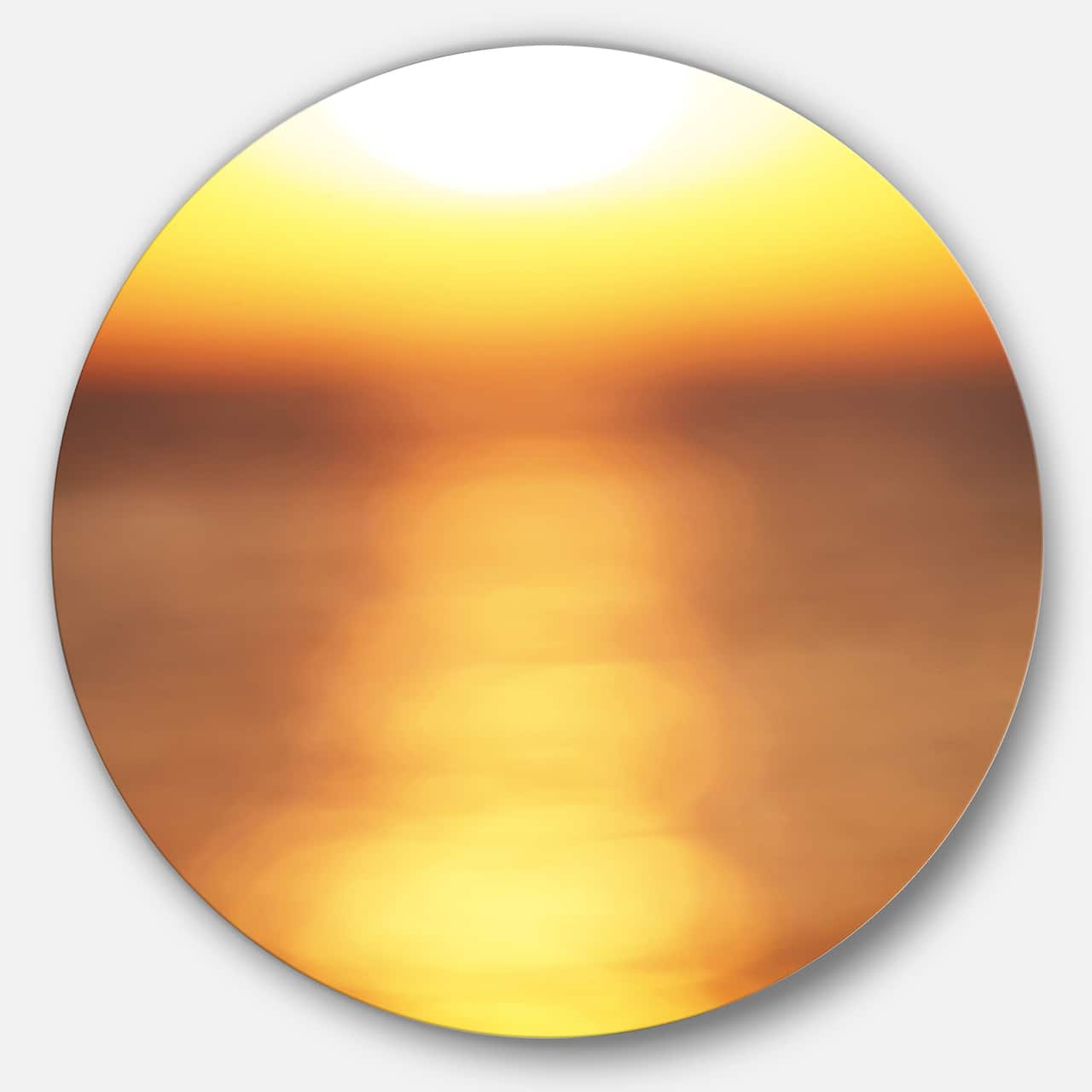 Designart - Abstract Yellow Sunset Reflection' Disc Landscape Wall Art on Metal Wall
